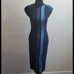 Rachel Roy black midi dress with blue lines